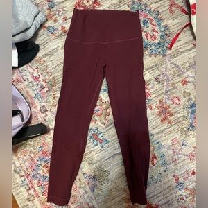 Maroon lululemon High waisted crop leggings